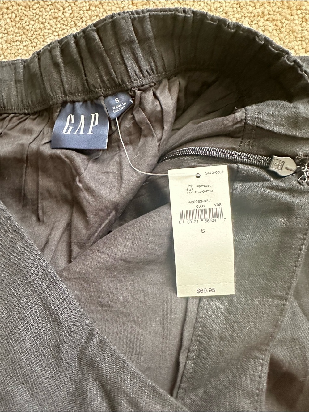 GAP Black High-Waist Midi Linen Skirt - Picture 7 of 7